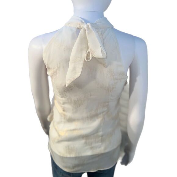 Cream & Gold Tiered Chiffon Blouse - Picture 6 of 9